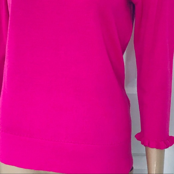 Kate spade 100% wool hot pink ruffle sweater M - Picture 7 of 8